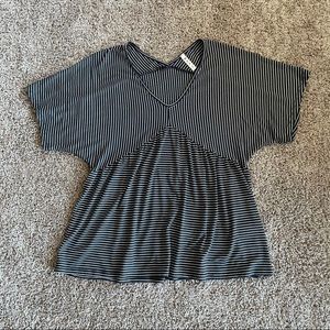 Striped V-Neck Babydoll Top